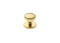 Load image into Gallery viewer, A gold-colored round door knob with a fixed, textured grip on a shiny surface.
